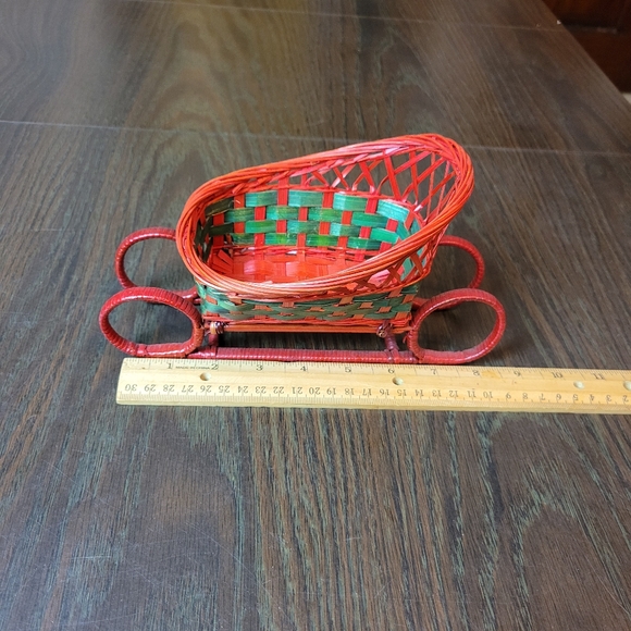 Vintage Reindeer ordament couple in a sleigh basket Holiday - Picture 16 of 16